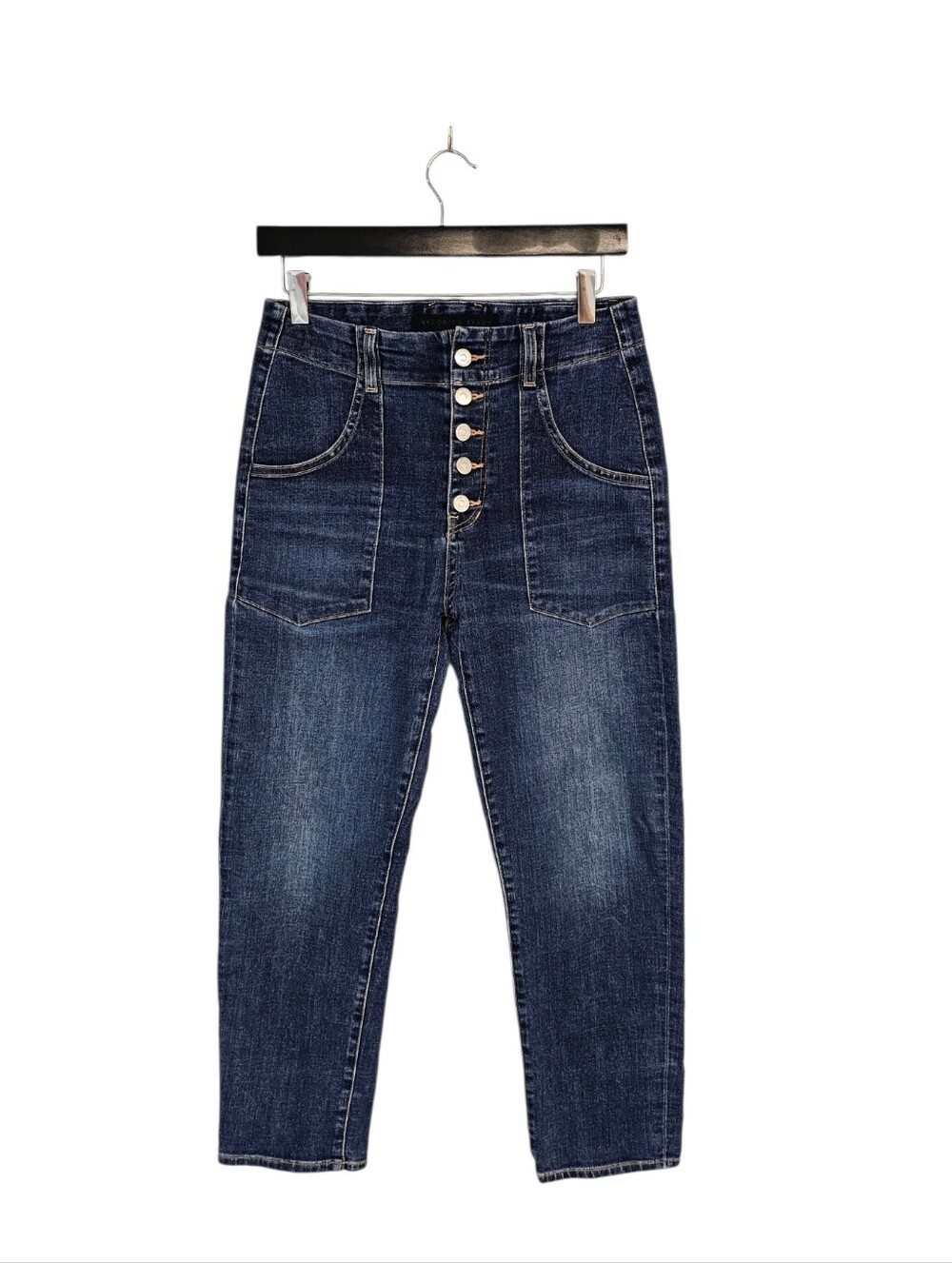 Veronica Beard Arya Straight High Rise Dark Y2K Blue Jeans 27 Preowned